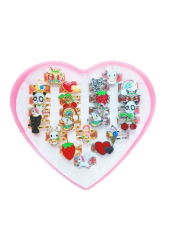 Bagues enfants en acier inox reglables 6-12 ans motifs assorties x24