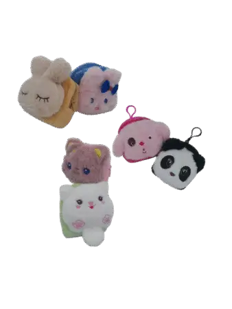 Porte monnaie porte clés , mini sac à dos en peluche, motif et coloris assortis X12