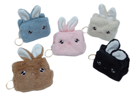 Porte monnaie, porte clé motif lapin coloris ass x12