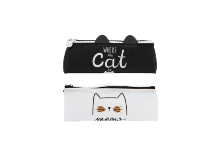 Trousse en silicone motif chat noir ou blanc x 12 pcs