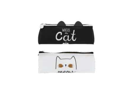 Trousse en silicone motif chat noir ou blanc x 12 pcs