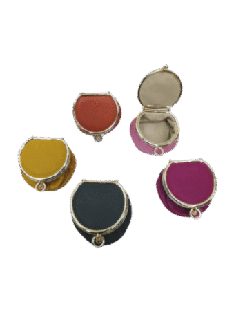Porte-monnaie en cuir à clip forme bourse couleurs assorties