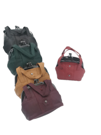 Porte-monnaie en cuir double clips avec 2 lances couleurs assorties