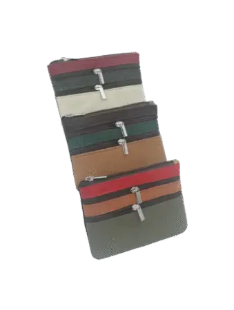 Porte-monnaie en cuir quadricolore modèles assorties