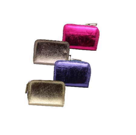 Porte monnaie, porte cartes zippé en PU irisé, couleurs assorties