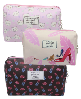 Pochette de toilette GM en PU multi décors x 12