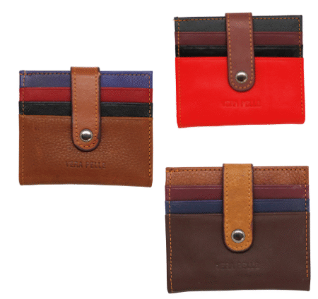 Porte cartes porte billets en cuir multi couleurs