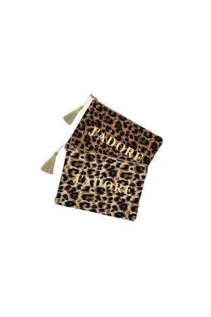 Pochette cosmetique motif leopard "j'adore" 205x15x140mm