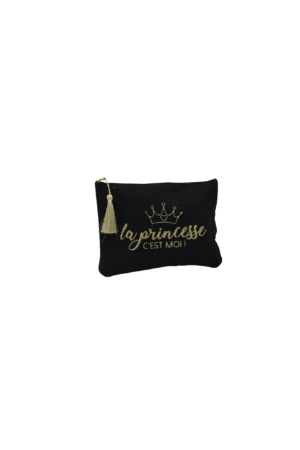 Pochette cosmétique en tissu "La princesse c'est moi" coloris assortis