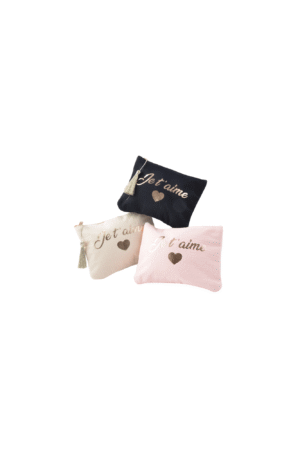 Pochette cosmétique en tissu "je t'aime" coloris assortis