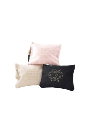 Pochette cosmétique en tissu "Amour" coloris assortis