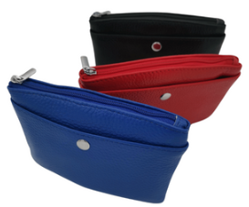 Porte-monnaie 3 compartiments à pression et fermeture cuir vachette coloris asso