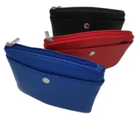 Porte-monnaie 3 compartiments à pression et fermeture cuir vachette coloris asso