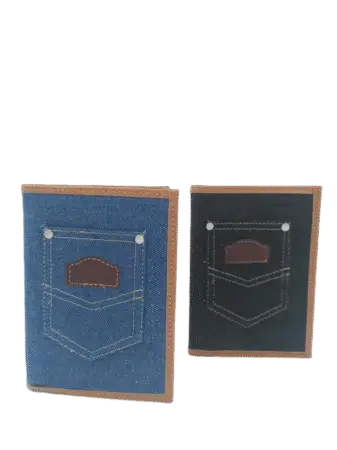 Portefeuille à volets effet jean couleurs assorties