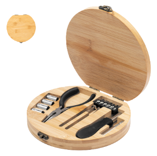 Ensemble d’outils avec boîte en bambou