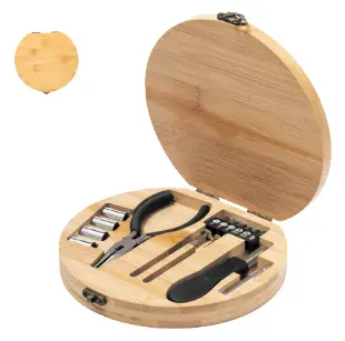Ensemble d’outils avec boîte en bambou