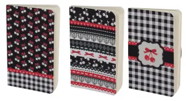 Carnets format 9 x 14 cm motif rubans et cerises x24