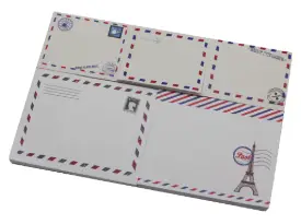 Boîte métallique garnie de post it motif courrier et Tour Eiffel x12