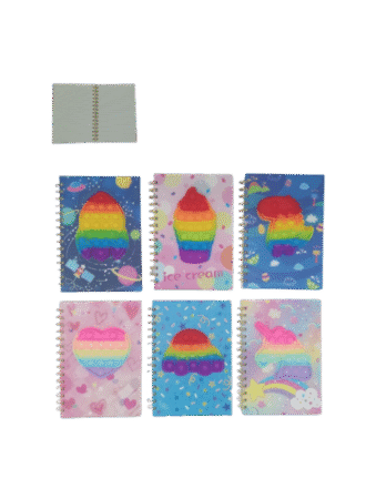Carnet Bloc notes pop push format A5 motifs assortis