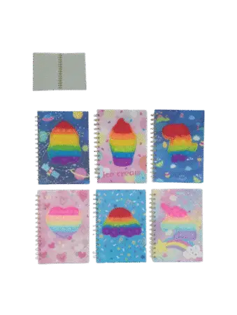 Carnet Bloc notes pop push format A5 motifs assortis