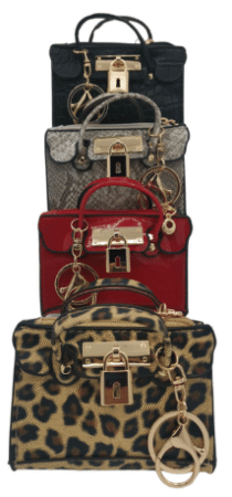 Porte-clés porte monnaie forme sac rectangulaire 6 coloris assortis x12