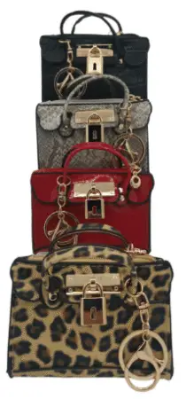 Porte-clés porte monnaie forme sac rectangulaire 6 coloris assortis x12