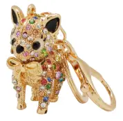 Porte-clé Bambi, métal doré et strass couleur
