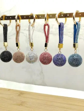 Porte-clés boule strass scintillant