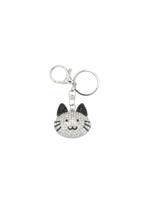 Porte-clés tete de chat avec strass