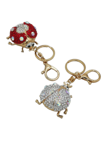 Porte-clés coccinelle en métal gold & strass assortis