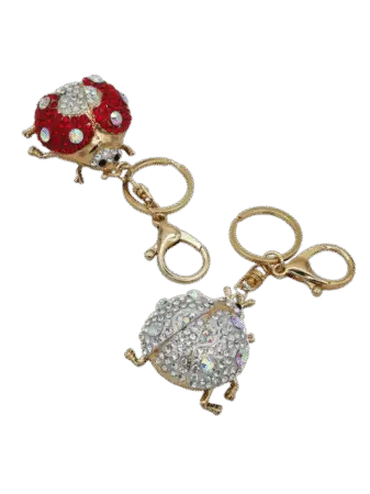 Porte-clés coccinelle en métal gold & strass assortis