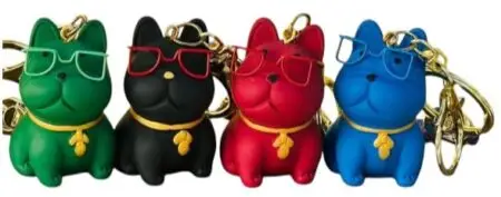 Porte-clés Bouledogue avec lunettes