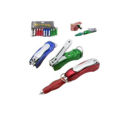 Porte-clés coupe-ongles multifonction 2 en 1 avec stylo à bille pliable X12