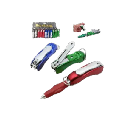 Porte-clés coupe-ongles multifonction 2 en 1 avec stylo à bille pliable X12