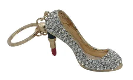 Porte-cles talons rouge à levre avec strass