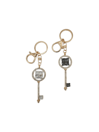 Porte-clés cléf en métal gold & strass