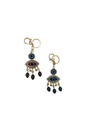 Porte-clés motif œil de Nazar gold & strass coloris assortis