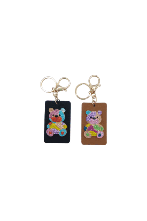 Porte-clés Plaque motifs ourson coloré modèles assortis