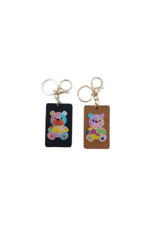 Porte-clés Plaque motifs ourson coloré modèles assortis
