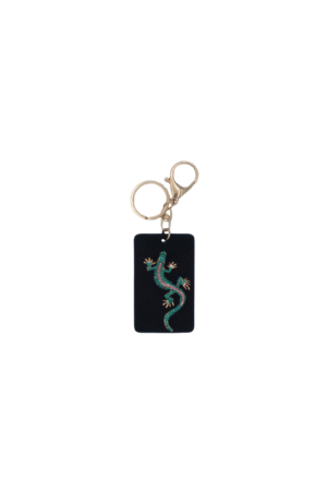 Porte-clés Plaque motifs lézard strass
