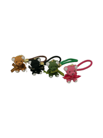 Porte-clés ourson pattes et oreilles strass assortis X12