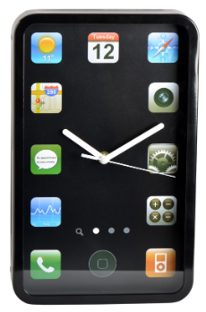 Pendule métal fond noir ,forme smartphone .