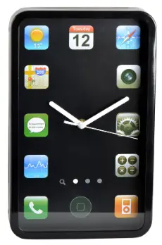 Pendule métal fond noir ,forme smartphone .