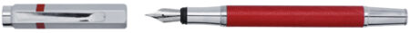 Stylo plume métal hexagonal avec corps quadrillé rouge