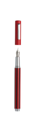 Stylo plume métal rayé rouge et noir