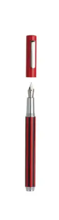 Stylo plume métal rayé rouge et noir