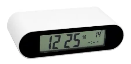 Réveil blanc LCD + thermomètre et calendrier affichage lumineux, arrêt alarme