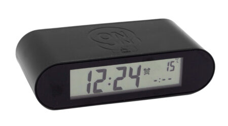 Réveil noir LCD + thermomètre et calendrier affichage lumineux, arrêt alarme
