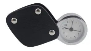 Réveil de voyage, métal chromé et coque PU noir