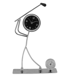 Réveil métal forme golfeur